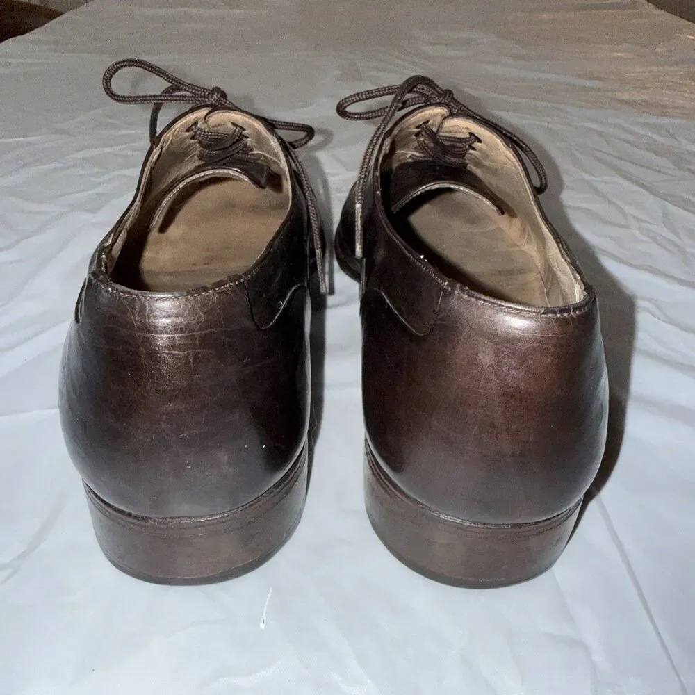 Bally Mens Brown Leather Cap Toe Oxford Lace Up Dress Shoes Size 10 D Italy